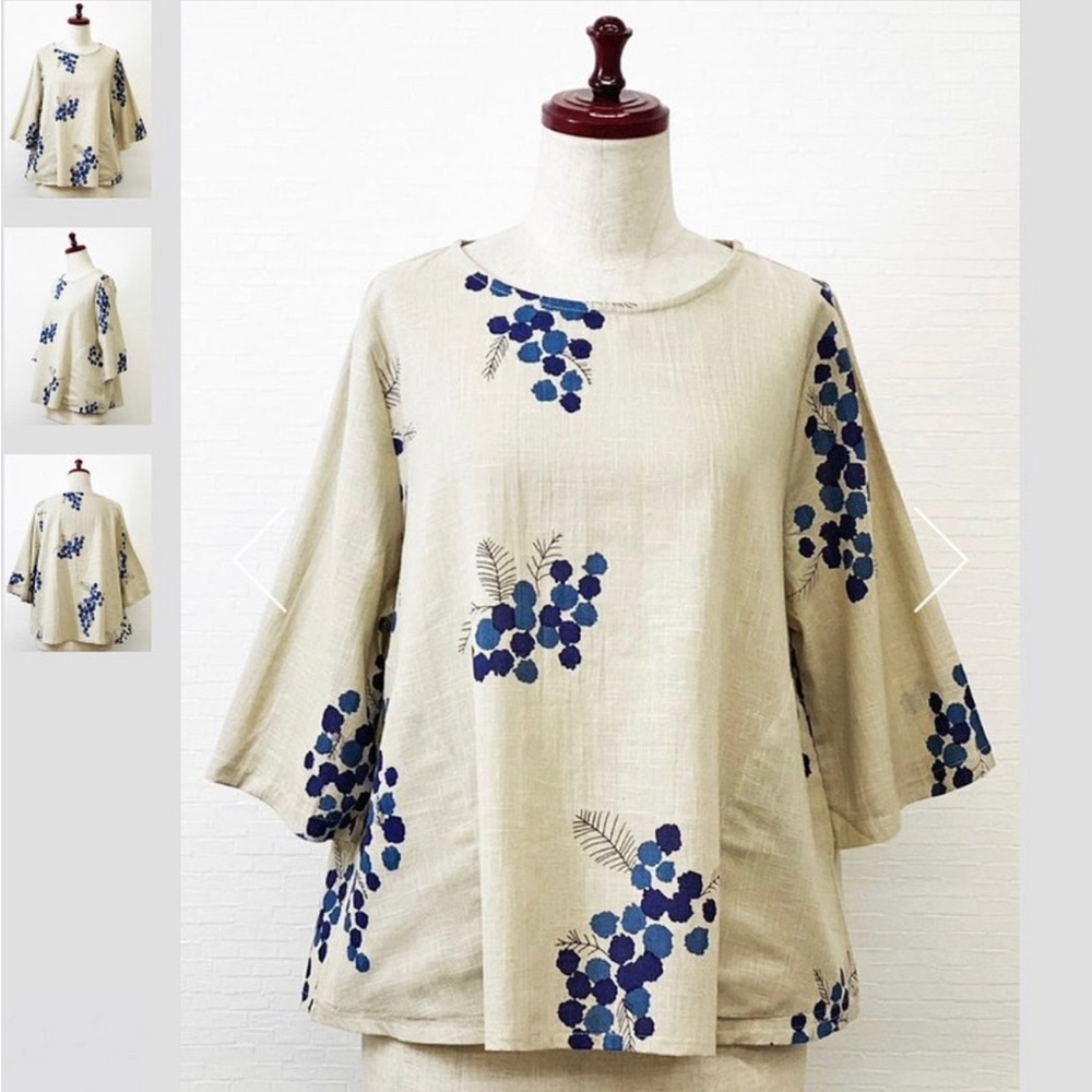 Mona Lisa 100% Cotton 3/4 Sleeve Simple Pullover Top with Pockets!